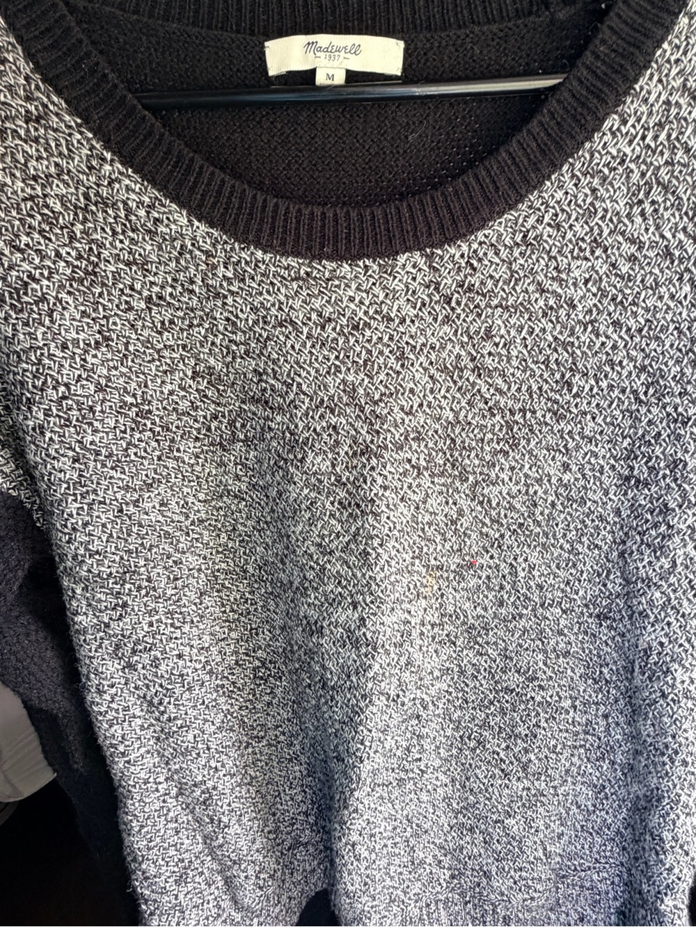 Madewell Two-Tone Crewneck Sweater marbled Black and Gray Medium - Picture 5 of 5